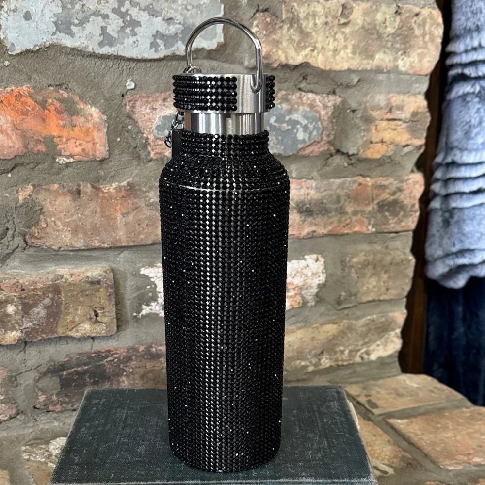 TOMO Elegant Black Rhinestone Water Bottle - Picture 2 of 6